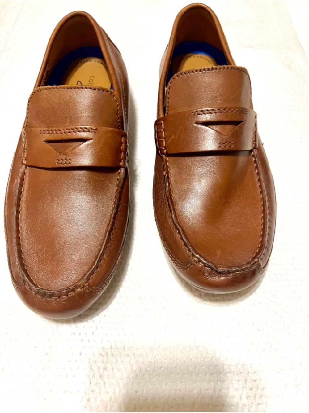 Clarks Markman Way Dark Tan Leather Penny Loafers Men size 7M